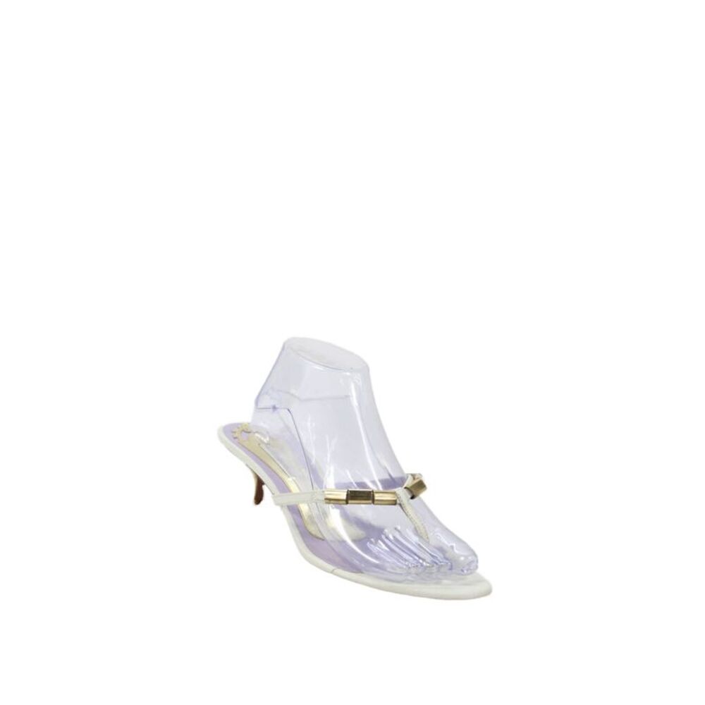 Pollini Womens Gold Tone Accents Kitten Heel Mules White Purple Size EUR 40